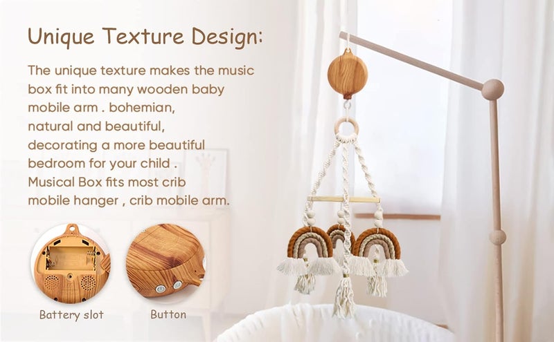 JILPAK Baby Mobile Rotary Music Box Imitation Wood with Rotating Hook Crib Mobile Motor - Image 5